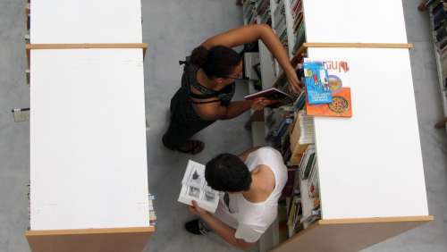 Library Young Women Man People Study Books Girl