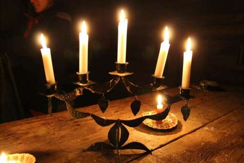 Light Candlestick Wood Candle Wax