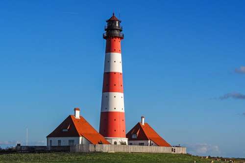 Lighthouse Westerhever Wadden Sea North Sea