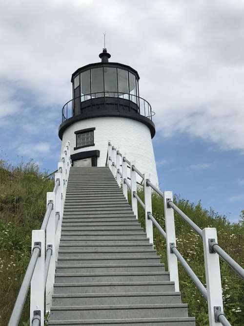 Lighthouse Maine Steps Landmark