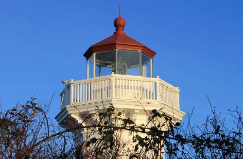 Lighthouse Sky Vines White Blue Lamp Window