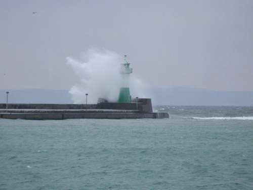 Lighthouse Forward Wave Swell Dramatic Drama Pier