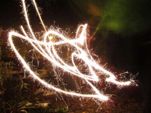 Lightpainting New Year'S Eve Sparkler Light