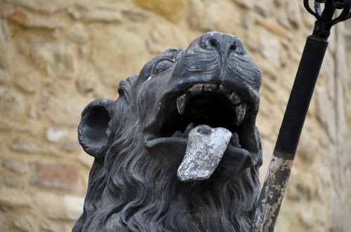 Lion Sculpture Tongue Statue Art Figure Head