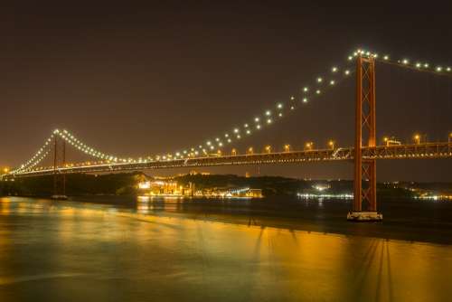 Lisbon Bridge Architecture River Port Sunset