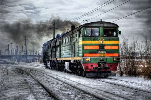 Locomotive Diesel Russia Train Traffic Smoke