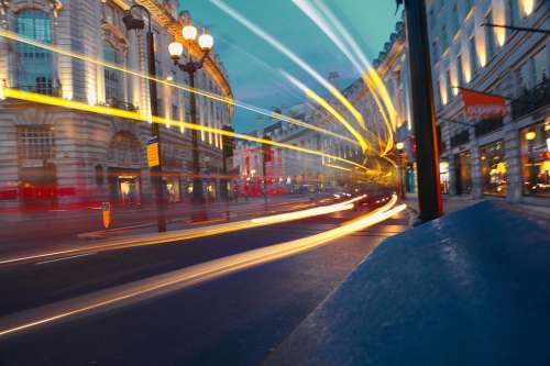 London Street Traffic Night Regent Street Bus