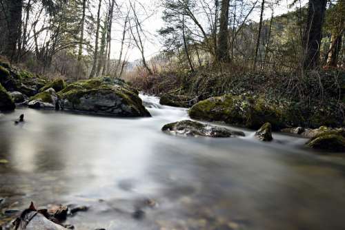Long Exposure Water River Bach Waterfall Landscape