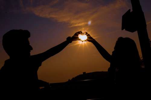 Love Heart Star Silhouette Evening Love Forever