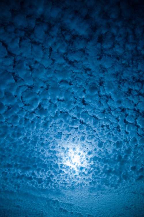 Mackerel Sky Moonlit Night Clouds Night Moon Blue