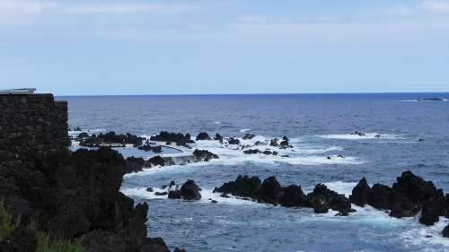 Madeira Ocean Water Sea Portugal Island Rock
