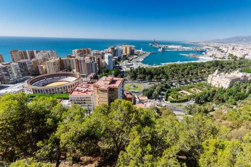 Malaga Sea Costa De La Luz The Horizon Clouds Blue