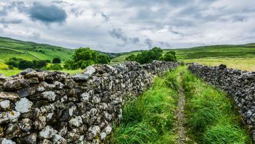 Malham Cove Stone Wall Yorkshire Dales Nature