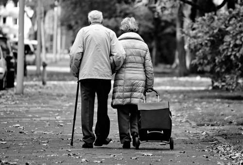 Man Woman Elderly Couple Two Together Togetherness