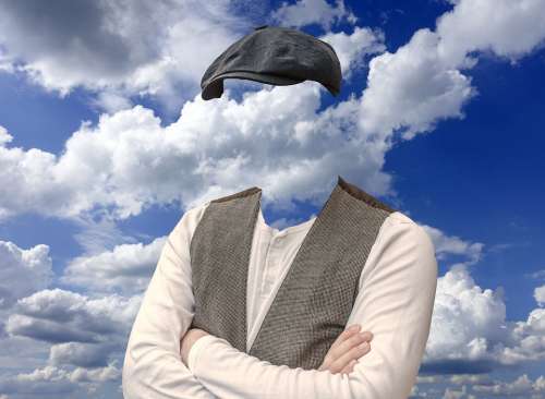 Man Blank Clouds Cap Without Cloud-Cuckoo-Land