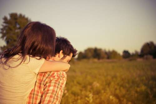 Man Woman Couple Piggyback Love Happy People