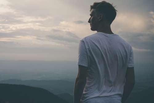 Man Standing Looking Male Sky Nature Person