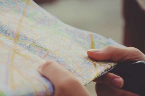 Map Navigation Hands Travel Route Journey City