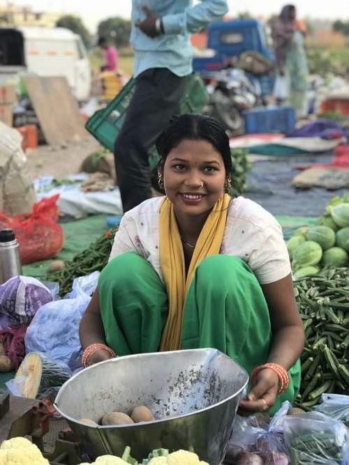 Market Vegetables Indian Smile Squat Selling