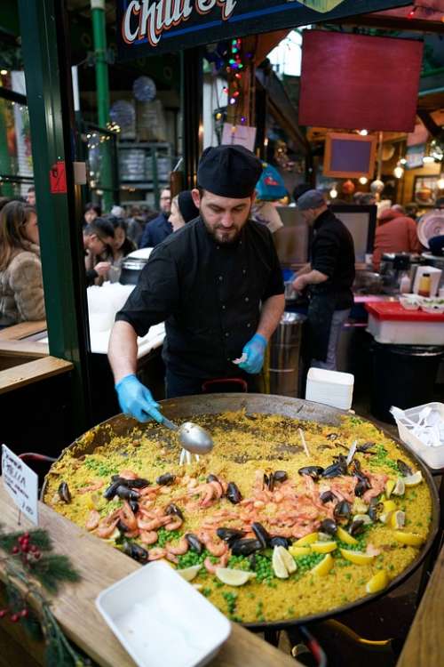 Market Landscape Chef Food Paella Cooking España