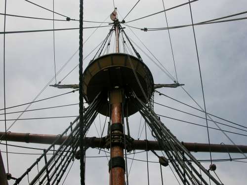 Mayflower Crow'S Nest Ship Boat Vessel Rigging