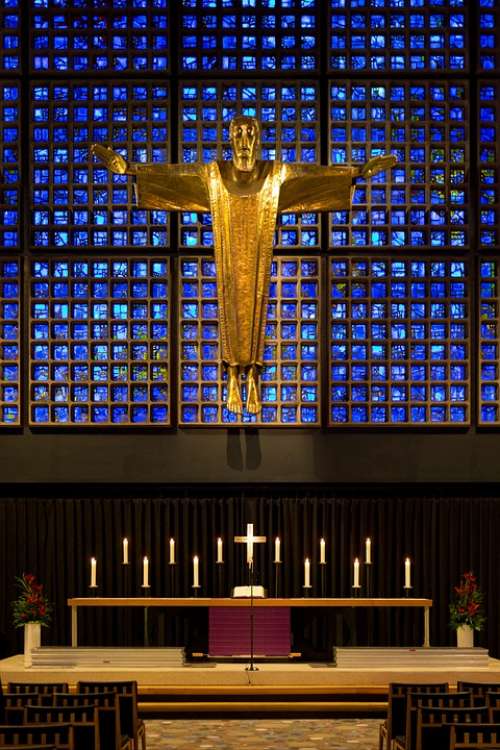 Memorial Church Modern Altar Gold Cruciform Christ