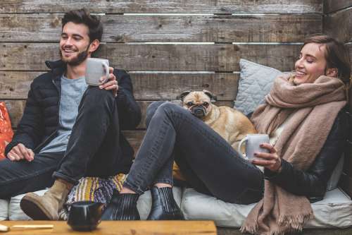 Men Women Apparel Couple People Happy Love Pet