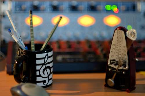 Metronome Clock Sound Studio Work Table Music