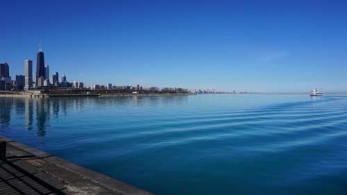 Michigan Lake Chicago Lake Illinois Blue Scene