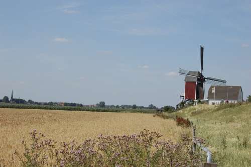 Mill Dyke Landscape Netherlands Holland
