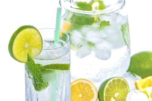 Mineral Water Lime Mint Glass Drink Cold Fresh