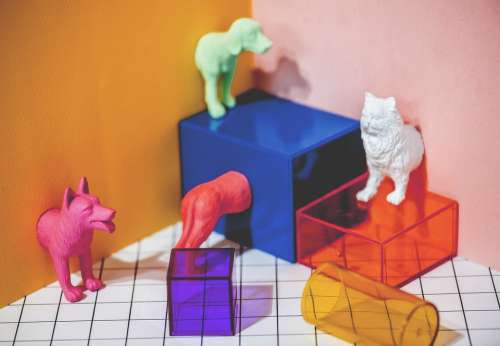 Miniature Toys Animal Cat Cube Decoration Dog