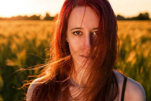 Model Woman Red Head Brunette Nature Portrait