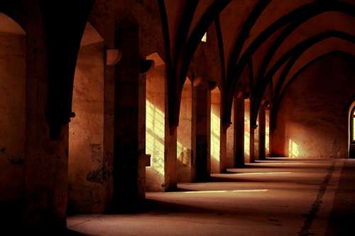 Monastery Hallway Ancient Building Medieval