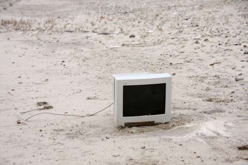 Monitor On The Beach Washed Up On Beach Screen