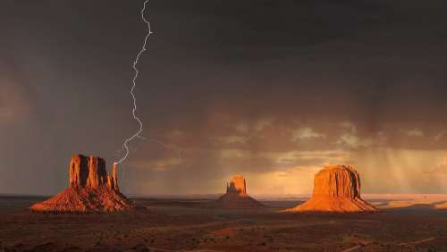 Monument Valley Lightning Storm Weather Clouds