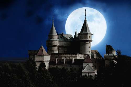 Moon Castle Full Moon Mystical Night Mood