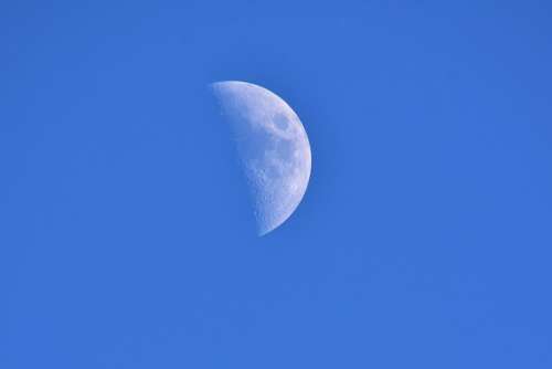 Moon Sky Blue Half Moon Space Mood Astronomy