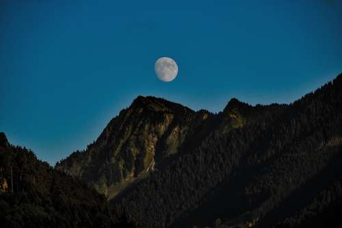 Moon Twilight Atmosphere Landscape Dusk