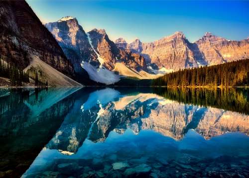 Moraine Lake Mountains Canada Reflections Landscape