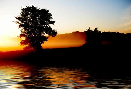 Morgenrot Sunrise Sun Skies Nature Morning Lake