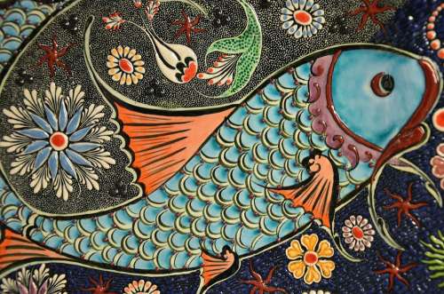 Mosaic Fish Tile Art Ceramic Colorful Decorative