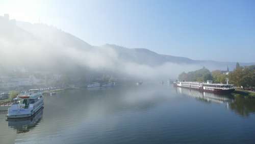 Mosel Morning Fog River Sachsen Ships Water