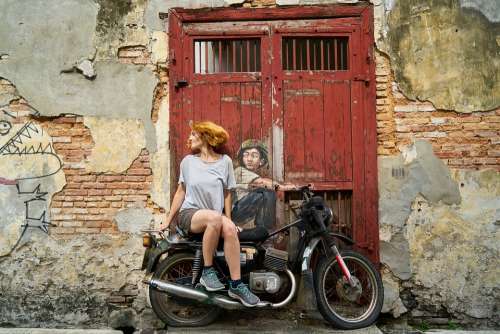 Motorcycles Woman Graffiti Art Artist Paint