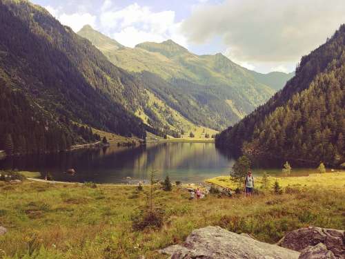 Mountain Lake Alpine Dolomites Austria Landscape
