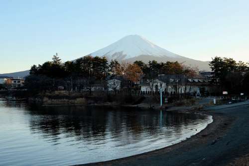 Mountain Fuji Mt Winter Beautiful Lake Japan