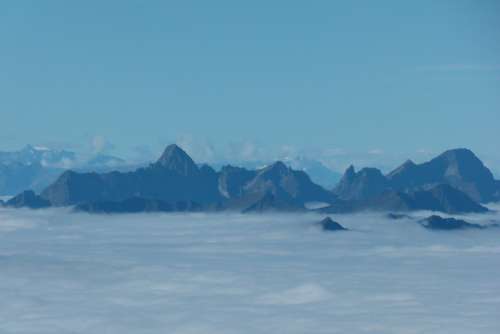 Mountains Summit Sea Of Fog Foothills Of The Alps