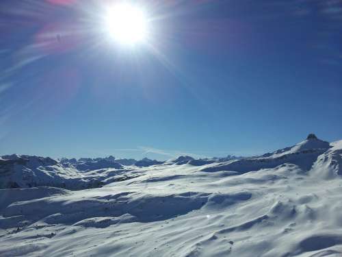 Mountains Snow Alpine Sunny Sun Winter