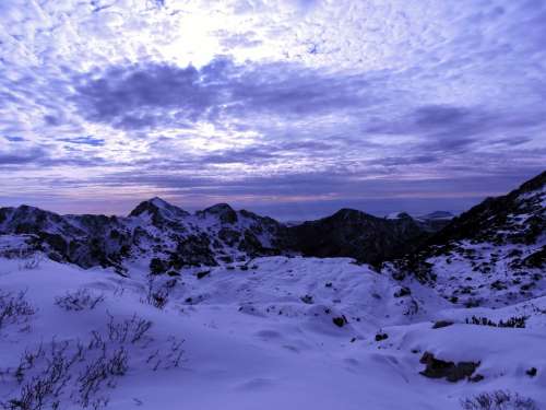 Mountains Snow Clouds Sky Alps Carega Landscape