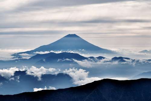 Mt Fuji Volcano Mount Fuji Silhouette Cloud